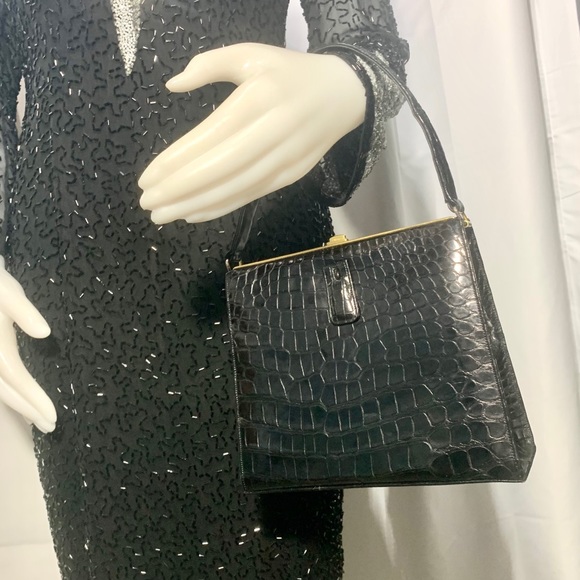 Vintage ALLIGATOR I. Magnin Rendl Original Purse Pristine Handbag - Picture 13 of 16